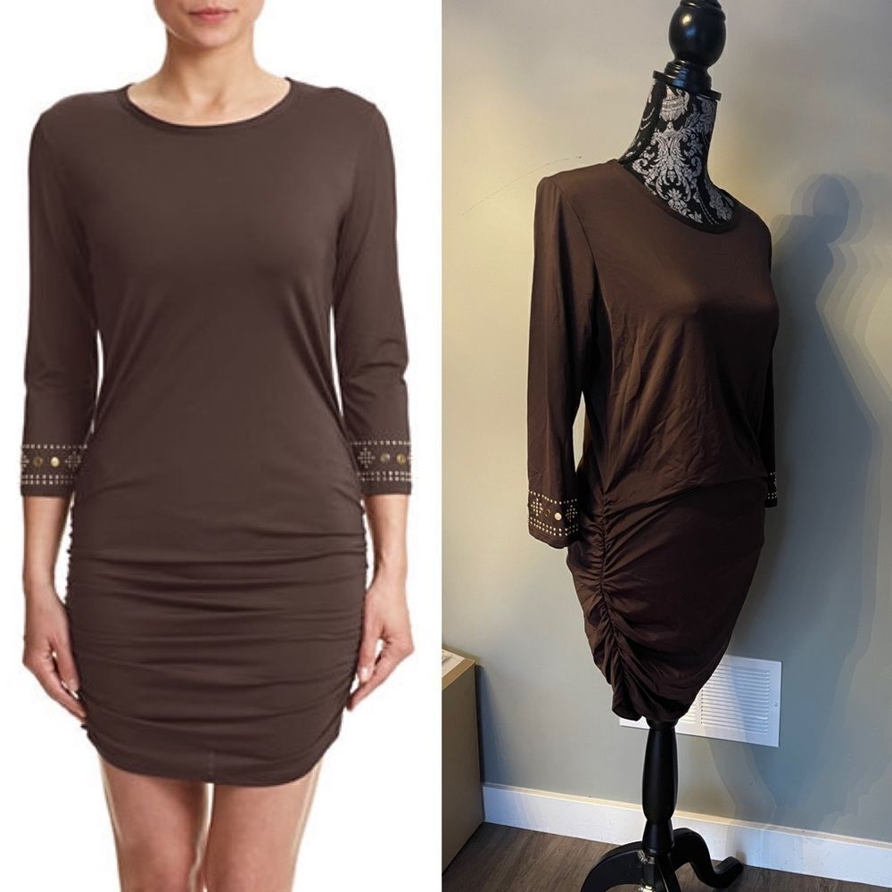 Michael Michael Kors Boho Studded Cover-Up Dress-CHOCOLATE-X-Small/Small